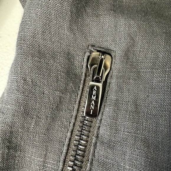 Armani Collezioni Linen Suede Jacket Size 4 Gray Full Zip Patchwork - Picture 11 of 15